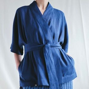 OffOn Loose Linen Wrap Jacket Sz S